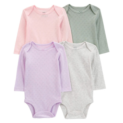 Baby 4-Piece Long-Sleeve Pointelle Bodysuits - Carter's | Carter's