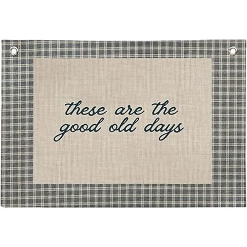 NaZaUK These Are The Good Old Days Wall Hanging Canvas Banner, Vintage Kids Wall Art Decor, Vintage Boys Room Decor, Inspirational Canvas Banner for Boys Girl Room Bedroom Decor (Blue) 20x30 Inch