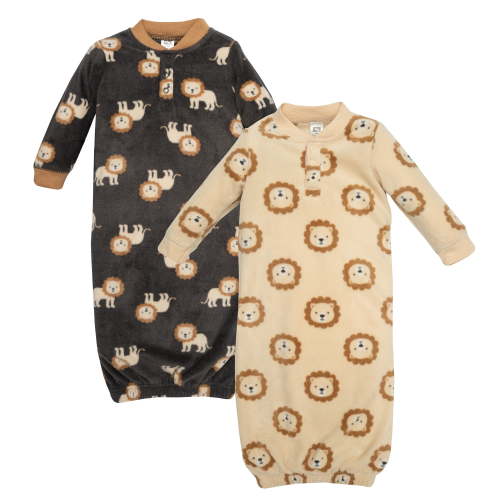 Hudson Baby Infant Boys Fleece Gowns, Brave Lion, 0-6 Months