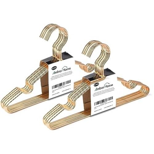 Amber Home 20Pack 12" Rose Gold Kids Baby Hangers, Strong Metal Children Clothes Hangers for Closet, Space Saving Infant Hanger for Toddler Coats Pants (Rose Gold, 20)