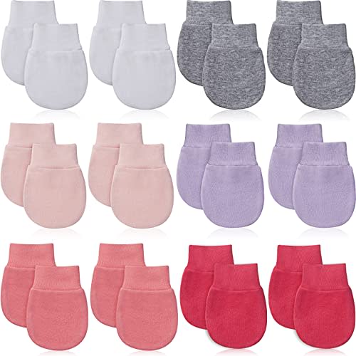 12 Pairs Newborn Baby Mittens Infant Toddler Gloves No Scratch Mittens Gloves for 0-6 Months Baby Boys Girls