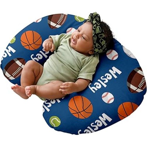 Baby Nursing Pillow Cover, Custom Breastfeeding Bottle Pillow Slipcover, Personalized Gift for Infant Boys Girls,Basketball Pattern, Ultra Soft Comfortable(one Size)
