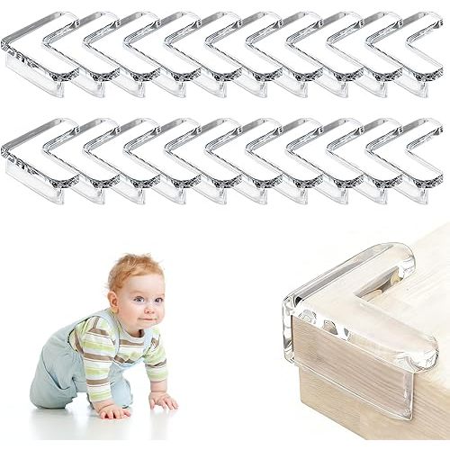 20 Pack Corner Protector for Baby, 2026 New Baby Proofing Corner Guards,Clear Furniture Corner Protectors, Soft Edge Safety Bumpers for Table Edges and Sharp Corners (Clear-L)