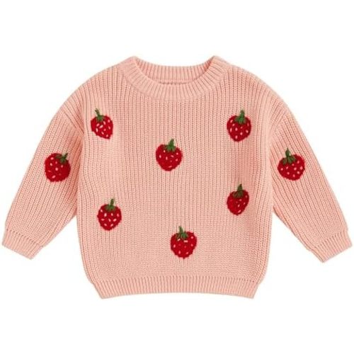 Toddler Baby Girl Knit Sweaters Oversized Long Sleeve Embroidery Shirt Top Newborn Infant Cute Fall Winter Clothes