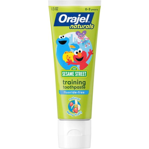 Orajel Naturals Sesame Street Kids Fluoride-Free Toothpaste, Berry, 1.5 Oz