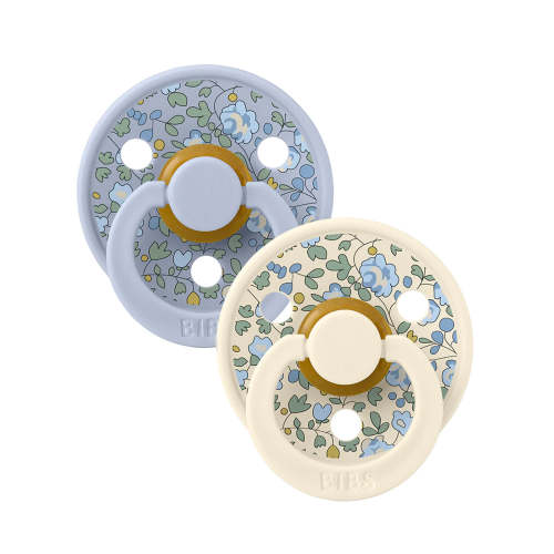 BIBS x LIBERTY Colour Round Natural Rubber Latex Pacifier 2 Pack, Eloise Dusty Blue Mix