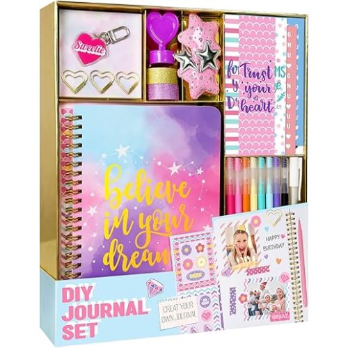 DIY Journal Kit for Girls - DIY Journal Set for Tween & Teen Girls, Stationery Set, Scrapbook & Diary Supplies Set, Journaling Art Crafts Kit, Ideal Gifts for 8 9 10 11 12 13 14 Year Old Girl