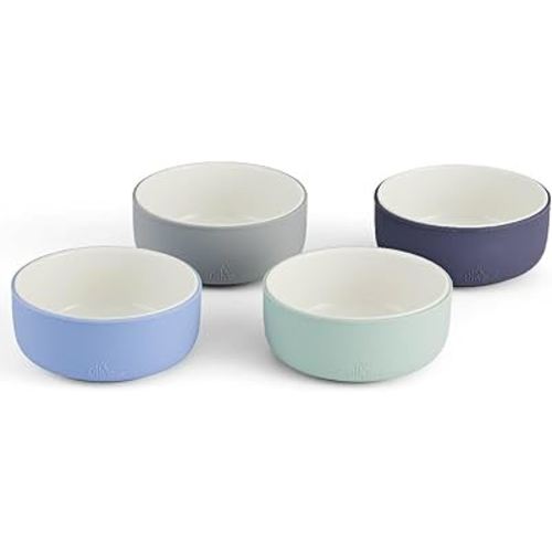 Elk and Friends Kids Porcelain Bowls with Silicone Sleeve | Kids/Toddler/Baby Feeding | Microwave & Dishwasher Safe | Non slip | Cereal/Soup/Snack Dishes & Dinnerware