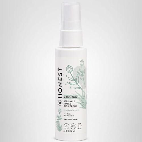 The Honest Company Baby Diaper Rash Cream Spray, Moisturizing, Calming Zinc Oxide, Hypoallergenic, Dermatologist Tested, Cruelty-Free, 2 fl oz