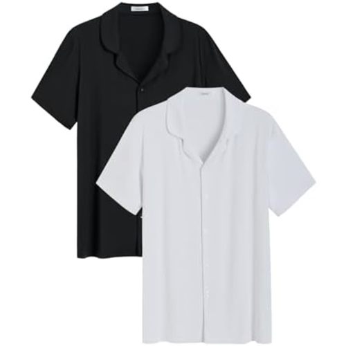 Latuza Men's Soft Button Down Pajama Shirt 2 Pack