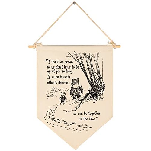 Winie Nursery Flag the Pooh,Nursery Wall Decor,Baby Bedroom Decor,Playroom Sign,Front Door Decor,Banner Decor Gift for Friends Boy Girl Kids,Baby Gift Shower for Daguther Son,New Home Birthday Gift