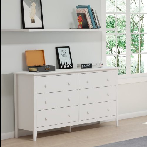 Viv + Rae™ Husby 61" Wide Wooden Rectangular Double Dresser With 6 Drawers & Reviews | Wayfair