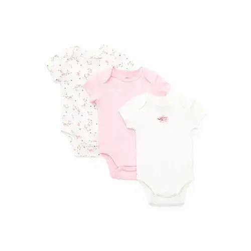 Girls' Rose Bodysuits, 3 Pack - Baby