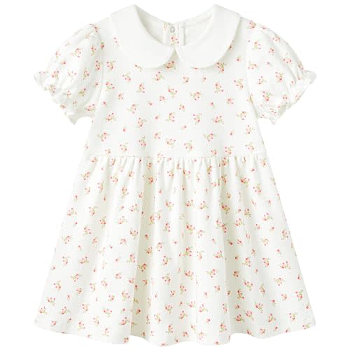 pureborn Baby Toddler Girl Dress Short and Long Sleeve Cotton Playwear Dresses 0-6T