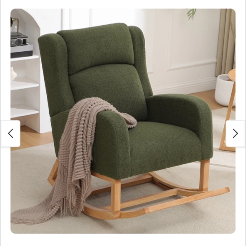HOMYKA 27.3" Wide Rocking Chair for Nursery Room - TD GREEN