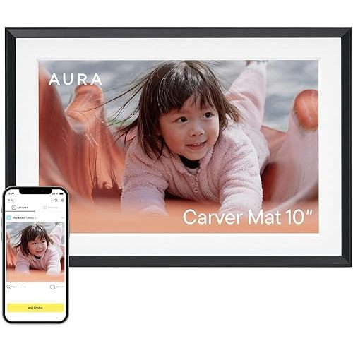 Aura Digital Picture Frame - 10.1" HD Mat Display | Wirecutter's Best Digital Frame for Gifting - Send Photos Directly from Your Phone from Anywhere | Quick & Easy Setup Over WiFi - Free App | Black