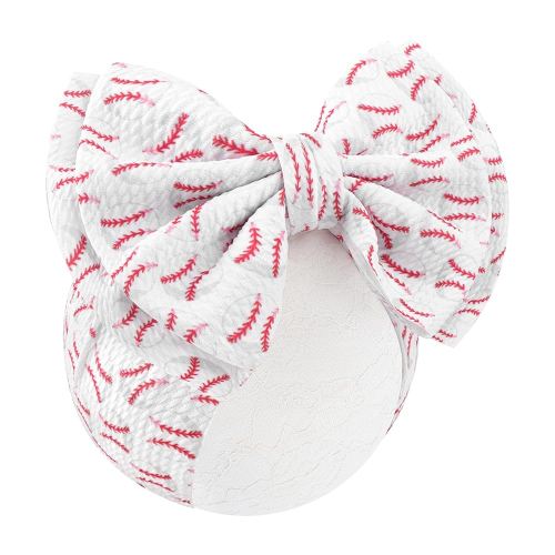 Baseball Baby Bows Headbands Game Day Hair Bow High Stretchy Soft Nylon Headbands Handmade Hairbands with Bows Hair Accessories for Infant White Red