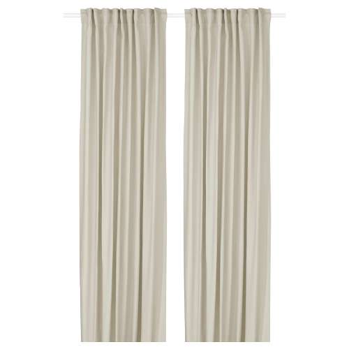 GINSTMOTT Curtains, 1 pair - beige/with heading tape 57x84 "