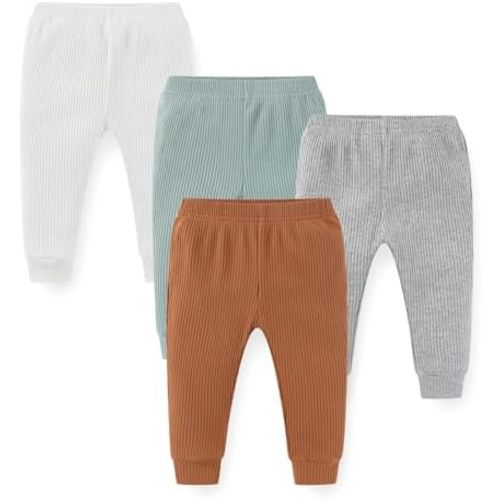 Unisex Baby Boy Girl Pants Sets Ribbed Soft Infants Bottoms Casual 4 Pack 0-24 Month Babies' Leggings