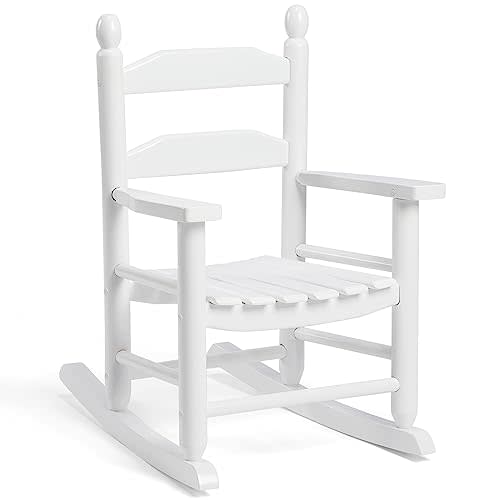 GnL Recsports Child's Wood Porch Rocker - Perfect for Indoor or Outdoor All Weather Porch Rocker for Garden,Lawn,Balcony,Backyard and Patio Porch Rocker Use - Suitable for 3-7 Years Old(White)