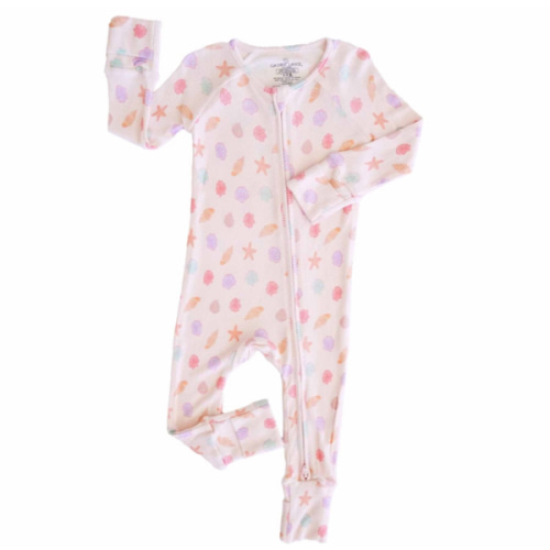 Beachy Waffle Bamboo Convertible Zip Romper : Saltwater Shells