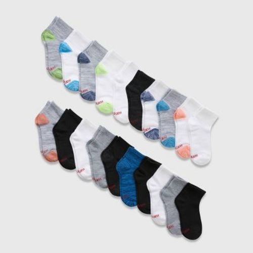 Hanes Boys' 20pk Ankle Socks - Colors May Vary S: Lightweight, Moisture Wicking, Flat Seams