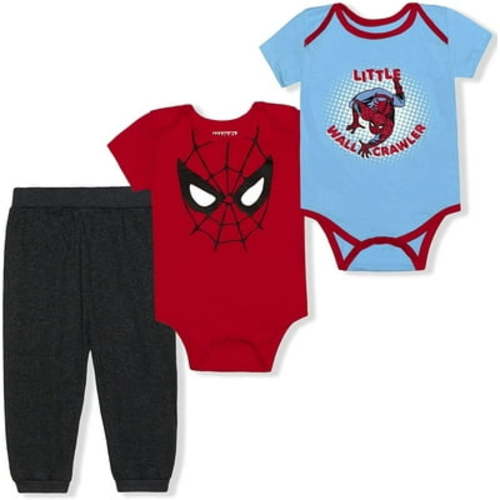 Marvel Spiderman Baby Boys Bodysuit and Jogger 3-Piece Set for Infant (Size 3M-24M)