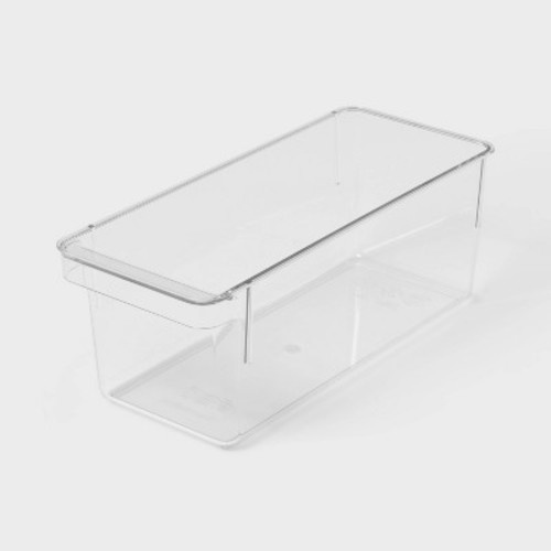 Small Narrow Fridge and Pantry Organizer Bin - Brightroom™: Clear BPA-Free Kitchen Storage, Freezer-Safe, 10.5" Depth
