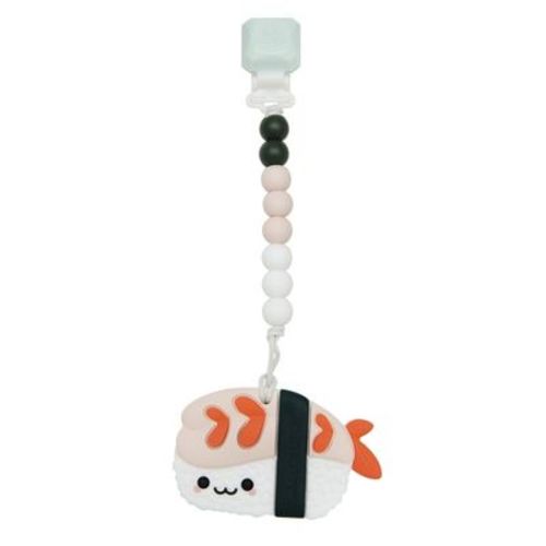 Loulou Lollipop Silicone Teether With Clip - Shrimp