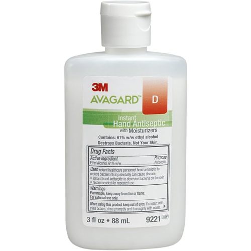 3M Avagard D Instant Hand Sanitizer with Moisturizers (61% w/w ethyl alcohol) 9221, 3 oz. each