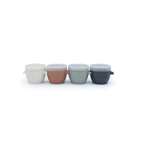 melii Snap & Go Baby Food Storage Containers with lids, Snack Containers, Freezer Safe, 4 oz - 4 Pack, Earth Tones