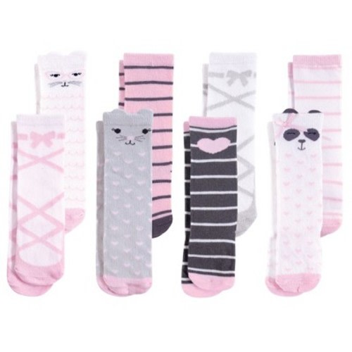 Hudson Baby Infant Girl Cotton Rich Knee-High Socks, Pink Panda, Size: 6-12 months