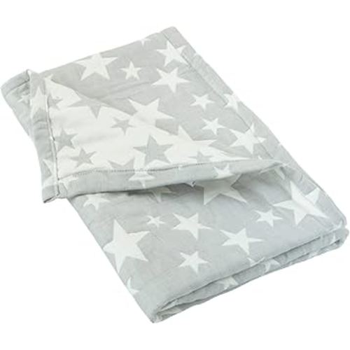 NTBAY 3 Layer Toddler Blanket, Muslin Cotton Jacquard Bed Blankets, Lightweight Thermal Baby Blanket, Super Soft and Warm Crib Blanket for All Seasons, Decoration Gift, 30"x40", Grey Star