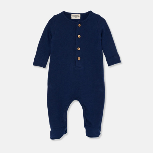 Soft Knit Newborn Jumpsuit - Navy