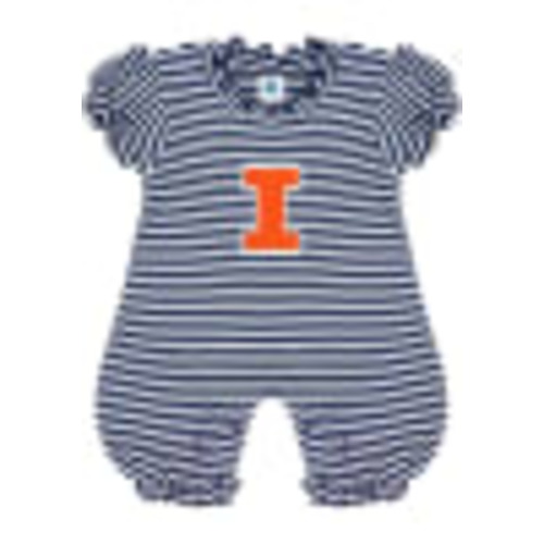 Illinois Fighting Illini NAVY Baby Stripe Puff Sleeve Romper - 35010718