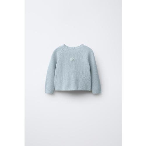 EMBROIDERED ELEPHANT PURL KNIT SWEATER - Sky blue | ZARA United States