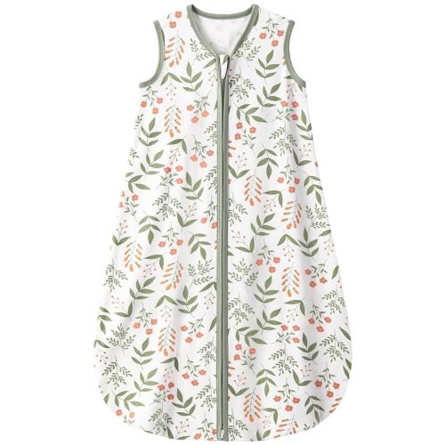 Yoofoss Baby Sleep Sack 0-6 Months 0.5 TOG Baby Wearable Blanket, 100% Organic Cotton Infant Toddler Sleeping Sack 2-Way Zipper Lightweight Sleep Sack, Flower