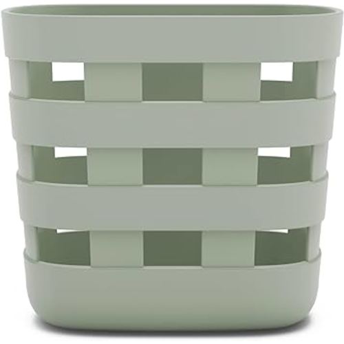 Lalo Bath Time Storage Bin - Keep Items Organized & Dry with Non-Toxic Plastic, Easy Cleanup, Removable Drying Bin, Woven Baby Organizer, Secure Wall Attachment, 9 x 5.5 x 8.5 in - Sage