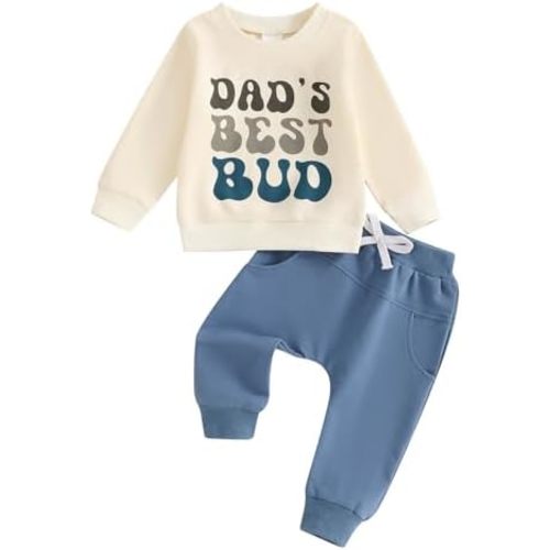 Toddler Baby Boy Fall outfit Mama's Boy Letter Embroidery Sweatshirt Top Elastic Pants Set Cute 2pcs Winter Clothes