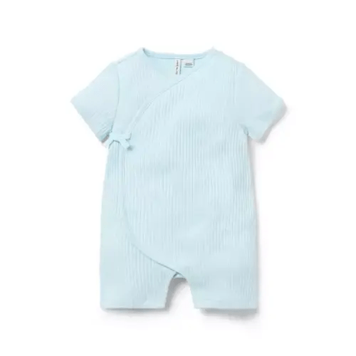 Newborn Bundle Blue Baby Ribbed Wrap Romper by Janie and Jack