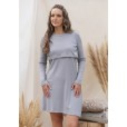Merino wool nursing dress - Color Gray - Size Small