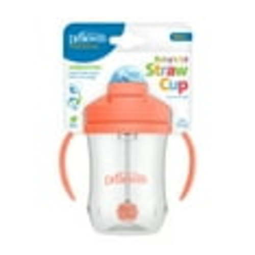 Dr. Brown's Milestones Baby’s First Straw Cup, Training Cup with Weighted Straw, Coral, 6m+