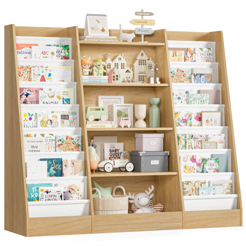 Ebern Designs Modern 5-Tier Kids Bookshelf with Fabric Storage Pockets, Eco-Friendly Materials, Safe for Toddlers & Reviews | Wayfair