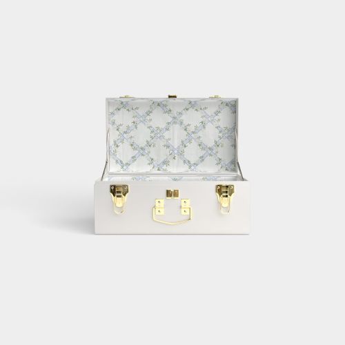 Mini Classic Trunk - White - Timeless Trellis / Embroidery
