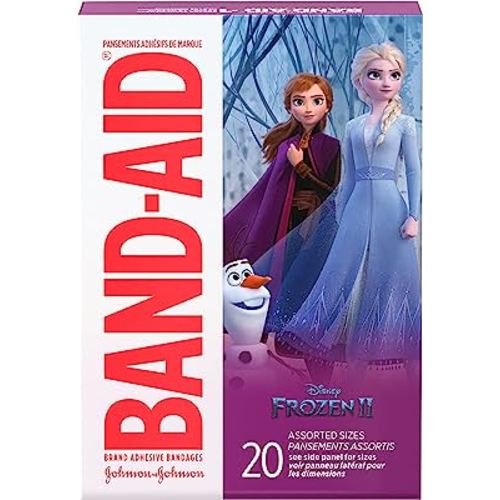 Band-Aid Brand Adhesive Bandages for Minor Cuts and Scrapes, Featuring Disney Frozen Characters, Assorted Sizes 20 ct