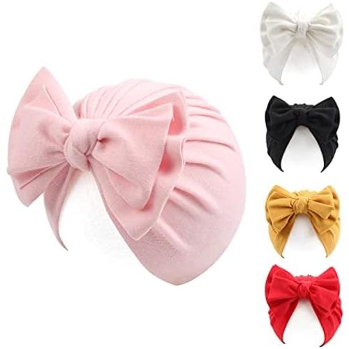 Peecabe Cotton Newborn Baby Girl Hospital Hat Infant Caps Bow Baby Beanie Hats for Girls Spring Summer 0-36 Months