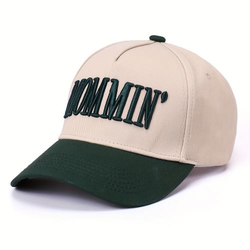 [Breathable Baseball Cap] Lightweight Breathable Women's Adjustable Baseball Cap with Ponytail Hole | Beige & Black Two-Tone, Adjustable Strap for Sports, Gym, Travel, Everyday - Perfect for Moms & Women, Baseball Hat, Gym Accessory, Sporty Design, Comfor