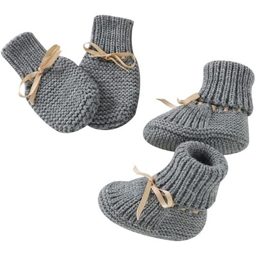 LAWKUL Baby Outfit Cotton Knit Newborn Infant Romper Knitted Longsleeve Sweater Clothes With Warm Hat Set Toddler Boy Girl