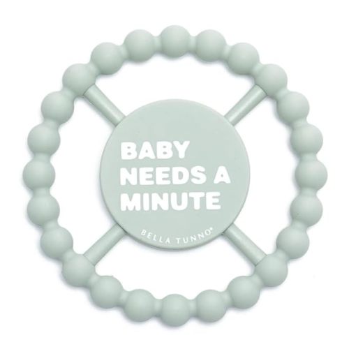 Bella Tunno Happy Teether – Soft & Easy Grip Baby Teether Toy, Silicone Teether Ring to Help Soothe Gums, Non-Toxic and BPA Free, Baby Needs a Minute