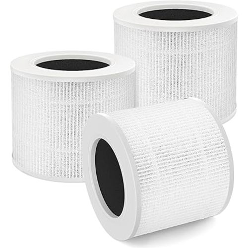 3 pack True HEPA Replacement Filter for Levoit Core Mini Air Purif-ier,3-in-1 HEPA, High-Efficiency Activated Carbon(3 Filter+ 9 Fragrance Sponge)